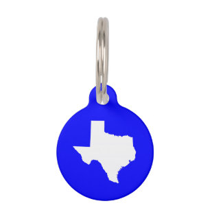 Placa Para Mascotas Texas azul y blanco