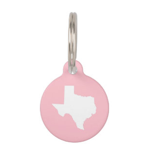 Placa Para Mascotas Texas rosa y blanco