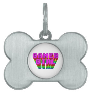 Placa Para Mascotas Texto de Chica de jugador