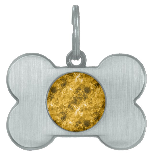 Placa Para Mascotas Textura cruzada amarilla (Frente)