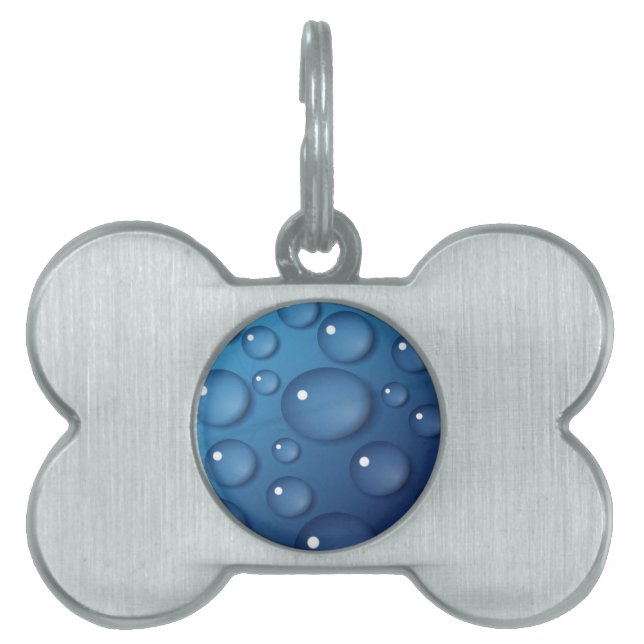 Placa Para Mascotas Textura de caída de agua azul (Frente)