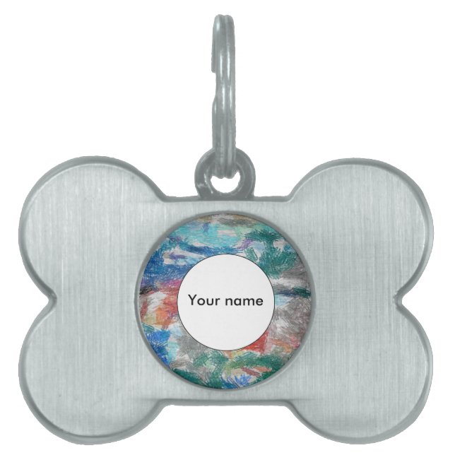 Placa Para Mascotas Textura de los cirayones (Frente)