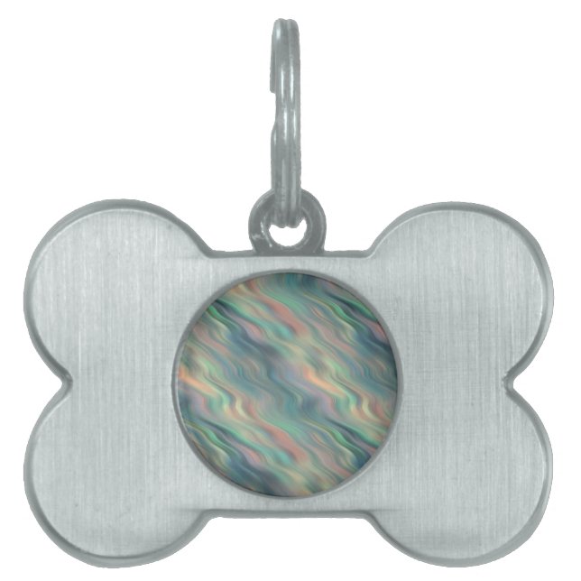 Placa Para Mascotas Textura ondulada azul Iris (Frente)