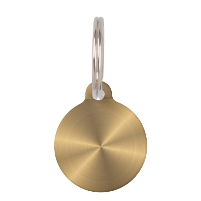 Placa Para Mascotas Textura radial metálica personalizada del oro (Reverso)