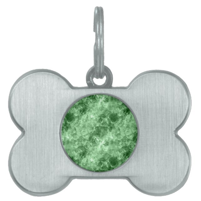 Placa Para Mascotas Textura verde oscuro en ruinas (Frente)