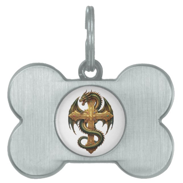 Placa Para Mascotas The Dragon Entwined Around the Cross-Your Guardian (Frente)