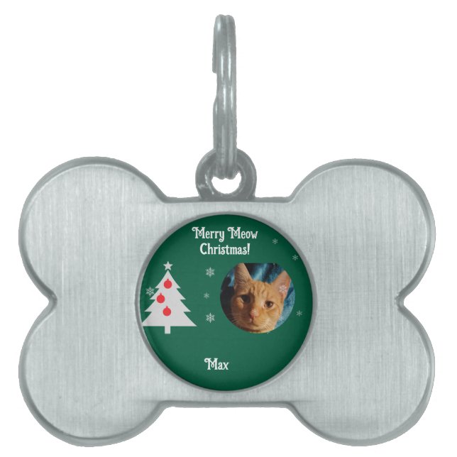 Placa Para Mascotas Three Cats Photos, Personalized Christmas  (Frente)
