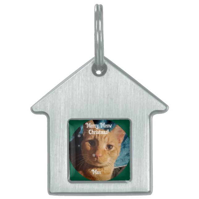Placa Para Mascotas Three Cats Photos, Personalized Christmas  (Frente)
