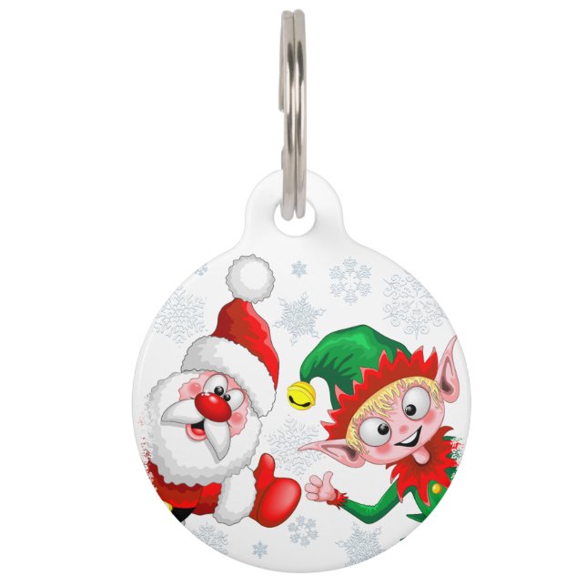Placa Para Mascotas Thumbup de caracteres de Navidades de Santa y Elf (Anverso)