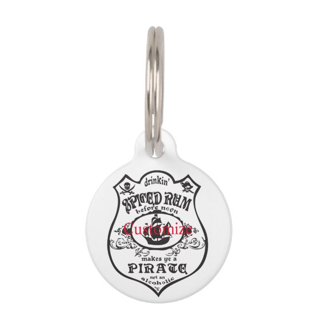 Placa Para Mascotas Thunder_Cove, bebida pirata de ron picada (Anverso)