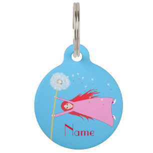 Placa Para Mascotas Thunder_Cove, Chica Dandelion de cabello rojo