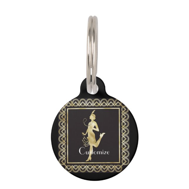 Placa Para Mascotas Thunder_Cove, Chica de Flapper de 1920 (Anverso)