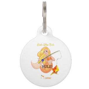 Placa Para Mascotas Thunder_Cove, Chica de la sirena pesquera divertid