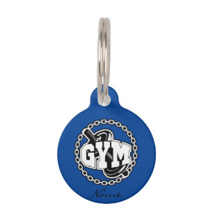 Placa Para Mascotas Thunder_Cove con el logotipo Gym Barbell