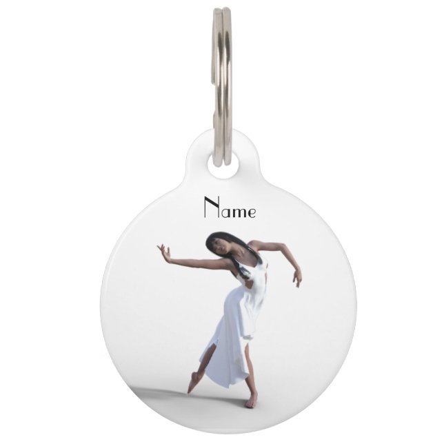 Placa Para Mascotas Thunder_Cove de bailarina de vestir blanco (Anverso)
