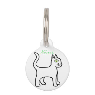 Placa Para Mascotas Thunder_Cove de gato Minimalista de ojo verde