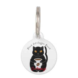Placa Para Mascotas Thunder_Cove de rotura de café para gato negro 