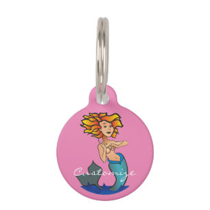 Placa Para Mascotas Thunder_Cove de sirena con cabeza atrás
