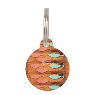 Placa Para Mascotas Thunder_Cove de tres patrones de peces