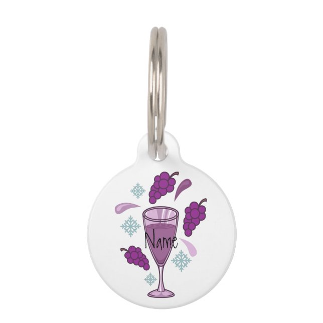 Placa Para Mascotas Thunder_Cove de vacaciones de beber vino de cereza (Anverso)