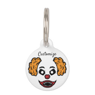 Placa Para Mascotas Thunder_Cove, payaso gracioso y asustado