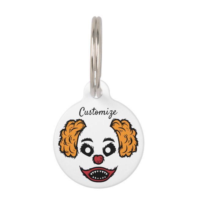 Placa Para Mascotas Thunder_Cove, payaso gracioso y asustado (Anverso)