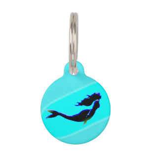 Placa Para Mascotas Thunder_Cove, sirena subacuática negra