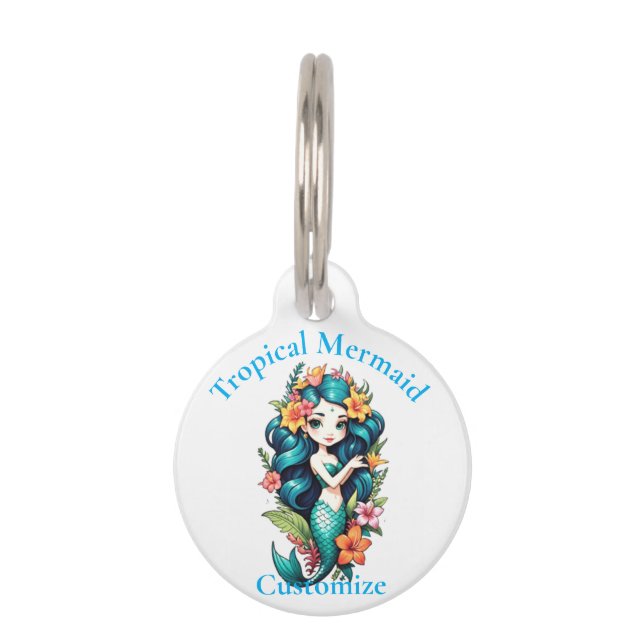 Placa Para Mascotas Thunder_Cove, Sirena Tropical (Anverso)