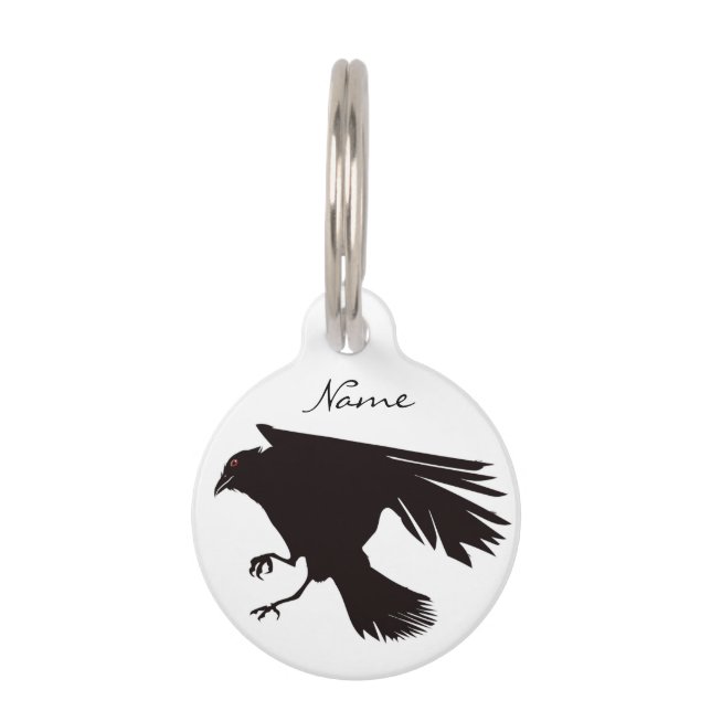 Placa Para Mascotas Thunder_Cove volador de raven negro (Anverso)