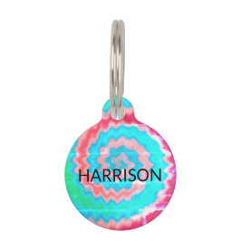 Placa Para Mascotas Tie Dyed personalizado perro Nombre contacto Info