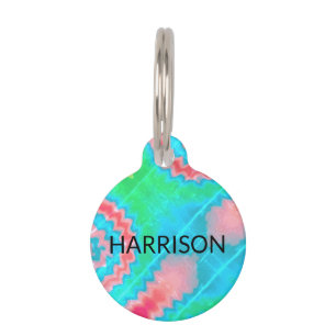 Placa Para Mascotas Tie Dyed personalizado perro Nombre contacto Infor