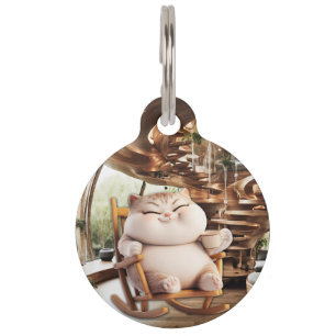 Placa Para Mascotas Tiempo de café gordo y descarado