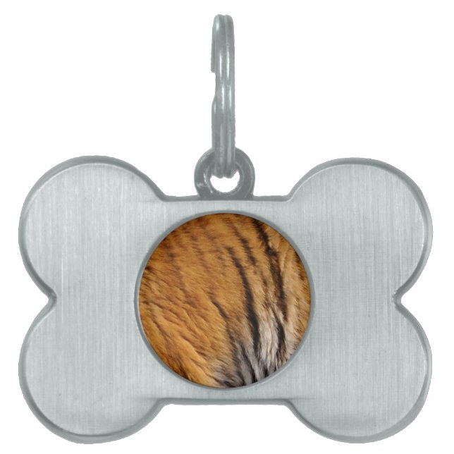 Placa Para Mascotas Tiger Stripes Big Cat con muestreo fotográfico (Frente)