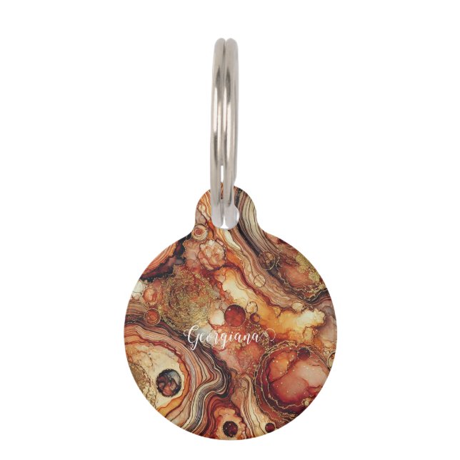 Placa Para Mascotas Tinta alcohólica otoñal personalizada de la calaba (Anverso)