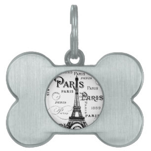 Placa Para Mascotas Tipografía Caligrafía París Francia Torre Eiffel