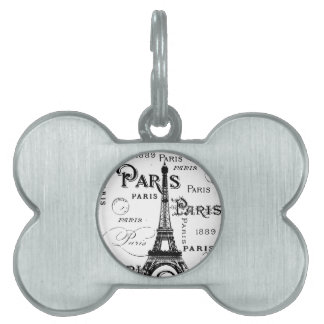 Placa Para Mascotas Tipografía Caligrafía París Francia Torre Eiffel