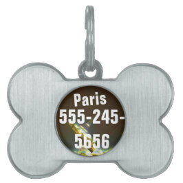 Placa Para Mascotas Tipografía Caligrafía París Francia Torre Eiffel