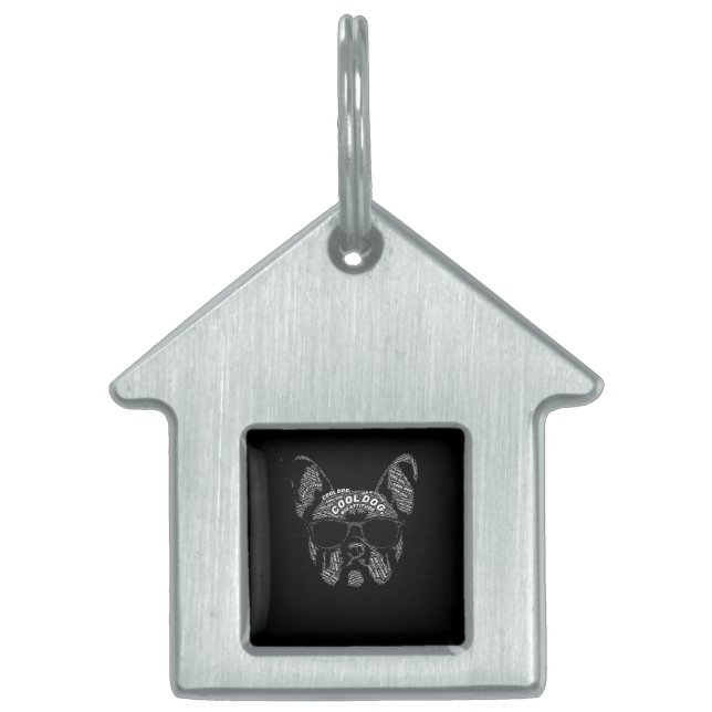Placa Para Mascotas Tipografía de Bulldog Francés (Frente)