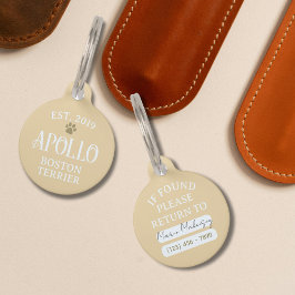 Placa Para Mascotas Tipografía de nombre de mascota con arco personali