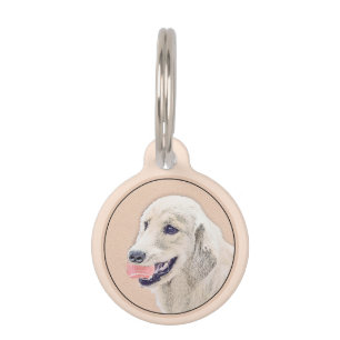 Placa Para Mascotas Tirador de oro con arte de perro pintado de bolas
