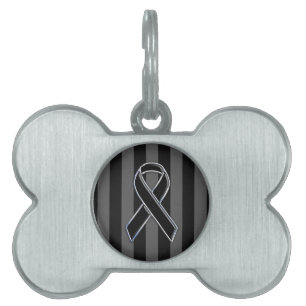 Placa Para Mascotas Tiras cromadas de sensibilización de la cinta negr