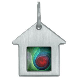 Placa Para Mascotas Tormenta roja Floral Moderno Resumen Patrón de col