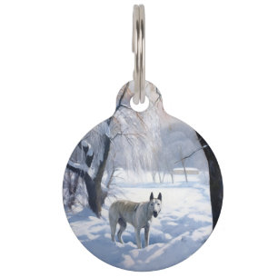Placa Para Mascotas Toro Terrier deja que nieve Navidades