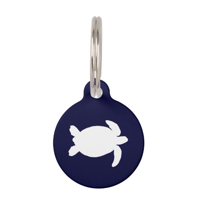 Placa Para Mascotas Tortuga azul y blanca (Anverso)