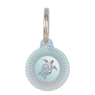 Placa Para Mascotas Tortuga de estilo playero y Mandala