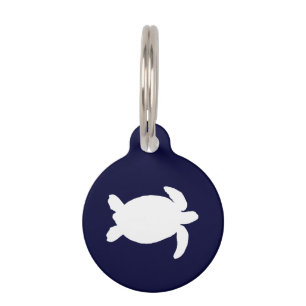 Placa Para Mascotas Tortuga marina azul y blanca