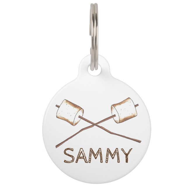 Placa Para Mascotas Tostado asado Campamento Campfire Mallow (Anverso)