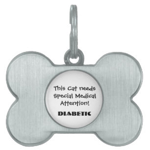 Placa Para Mascotas TOWT - Atención médica Etiqueta de gato Diabética