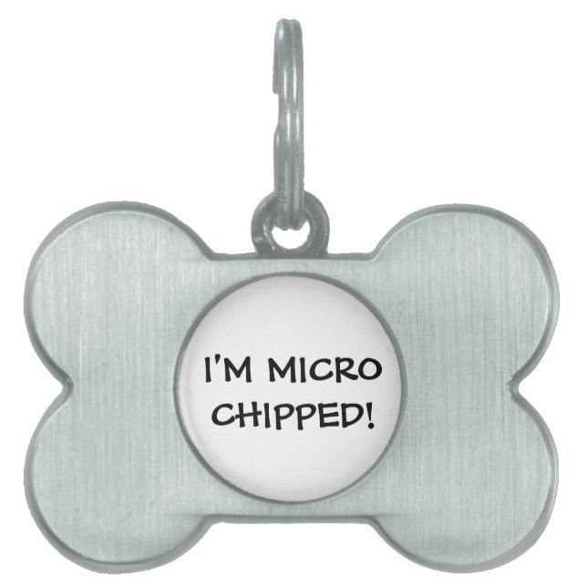 Placa Para Mascotas TOWT - ¡Estoy microchipado! Etiqueta (Frente)