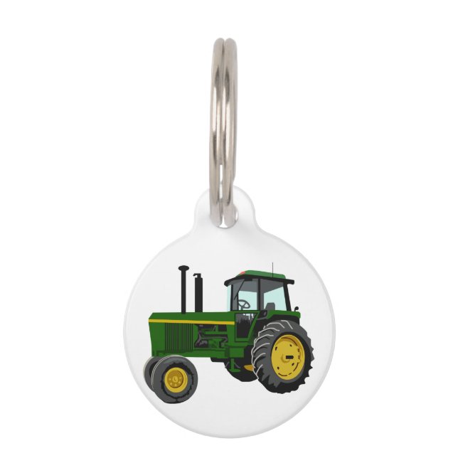 Placa Para Mascotas Tractor verde (Anverso)